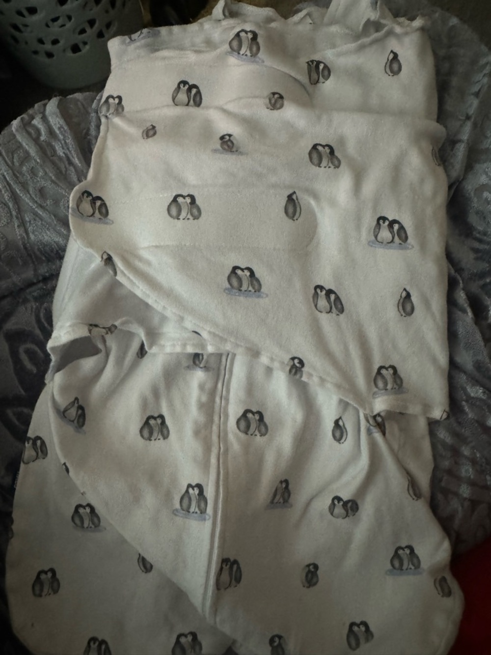 Halo White Swaddle SleepSack with Black Penguin Print